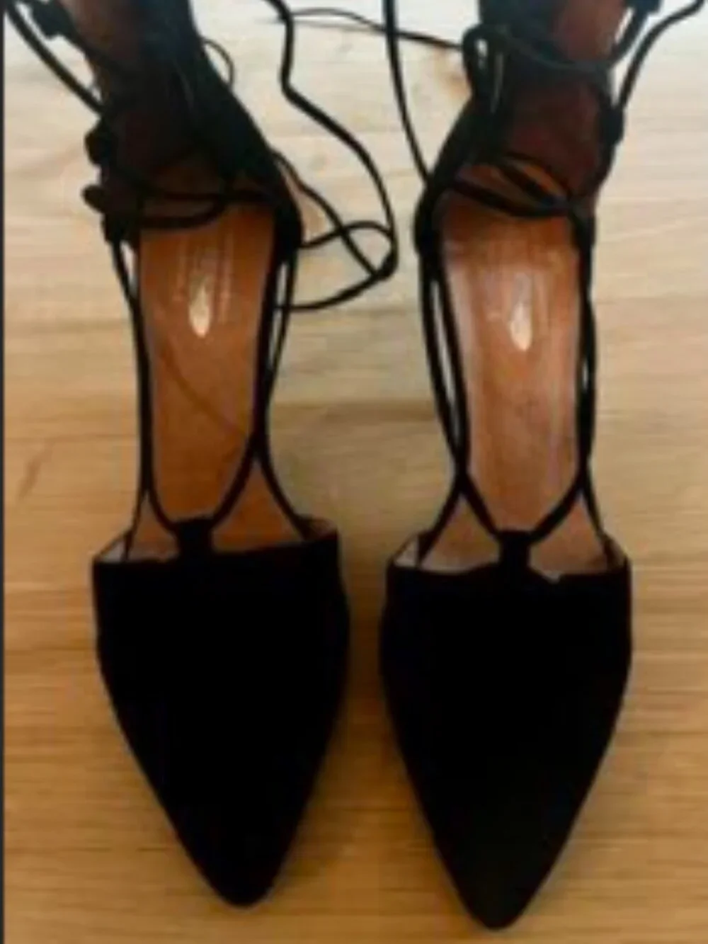 Jeffrey Campbell x Free People Black Suede Lace-Up Pointed Toe Pumps 7.5
